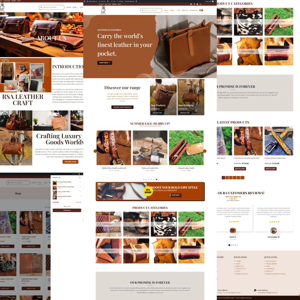 RAS Leather Craft website screenshot
