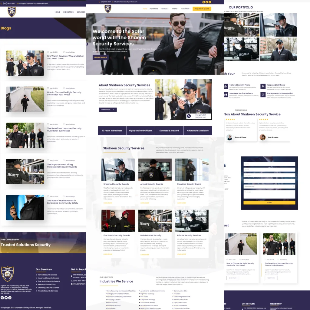 Shaheen Security Services website screenshot
