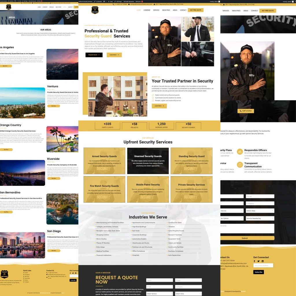 Upfront SecurityServices website screenshot